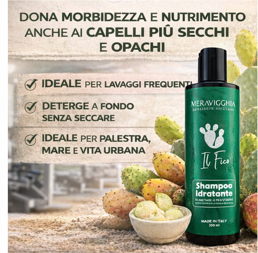 Shampoo al Fico d'India 250ml - Capelli morbidi, luminosi e idratati
