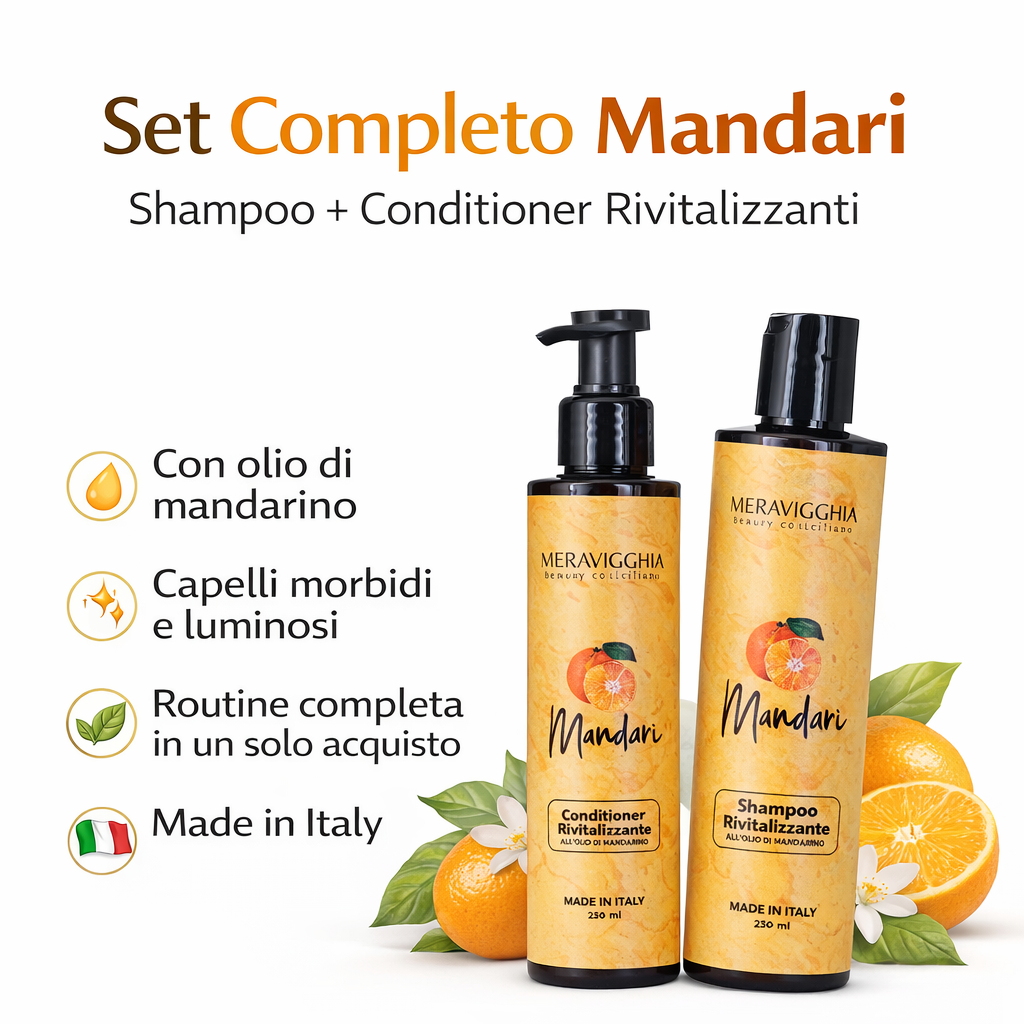 KIT Capelli Ricci Shampoo + Balsamo all'Olio di Mandarino Siciliano