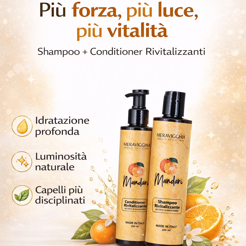 KIT Capelli Ricci Shampoo + Balsamo all'Olio di Mandarino Siciliano