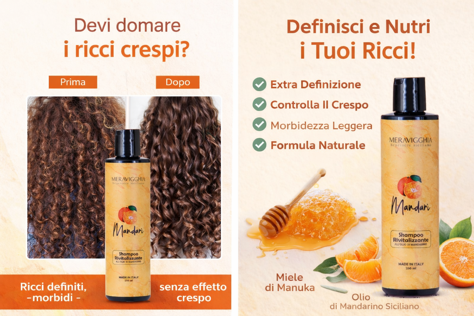 Shampoo Capelli Ricci Anti-Crespo al Mandarino 250ml