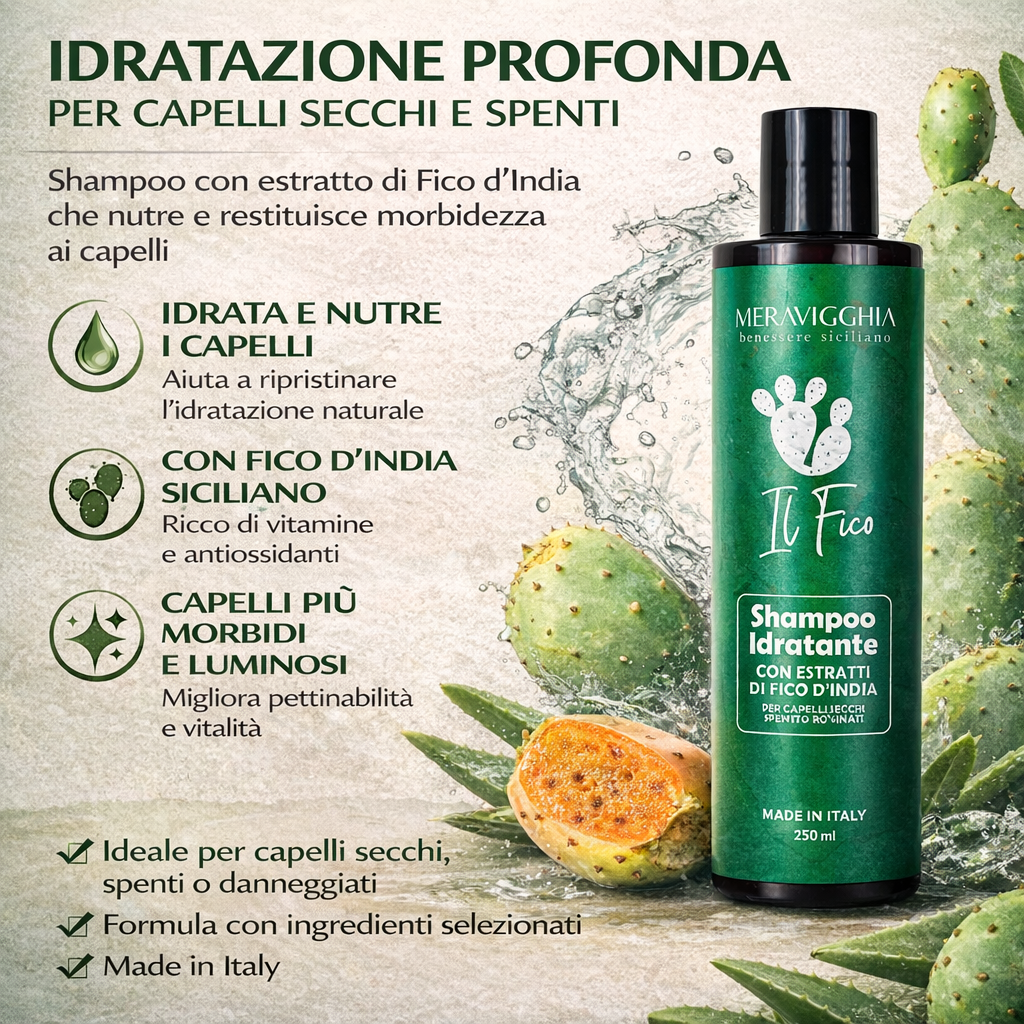 Shampoo al Fico d'India 250ml - Capelli morbidi, luminosi e idratati