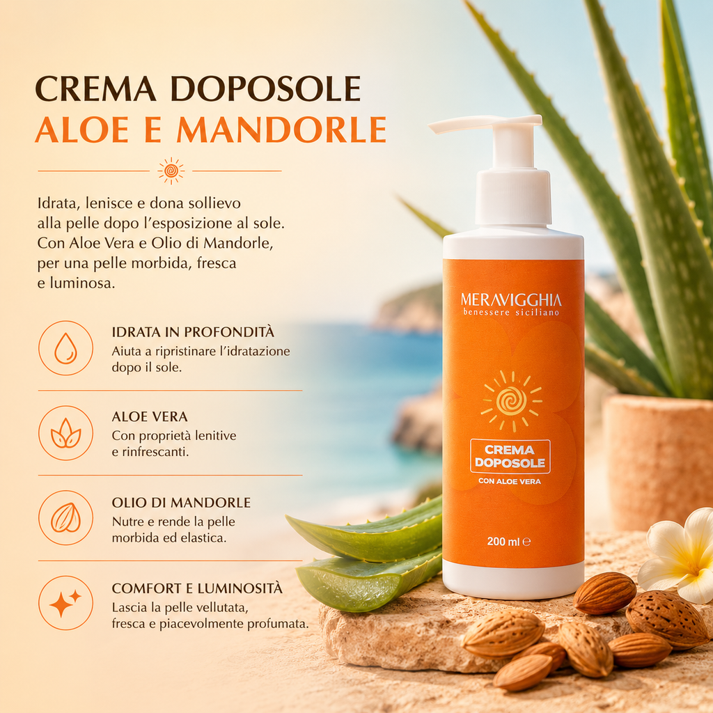 Crema Doposole Idratante Viso e Corpo con Aloe Vera e Mandorle 200ml